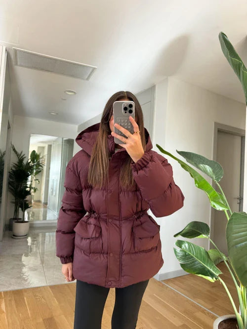 Burgundy Down Puffer Jacket