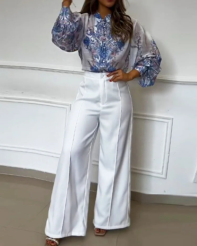 Casual Printed Loose Two-Piece Suit