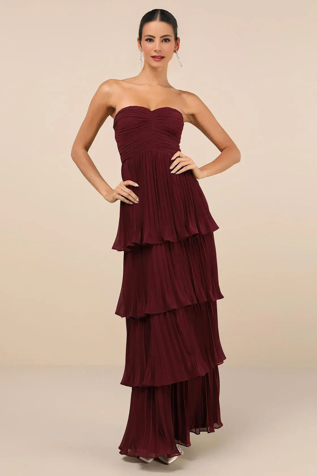 Olivia Strapless Plum Maxi Dress