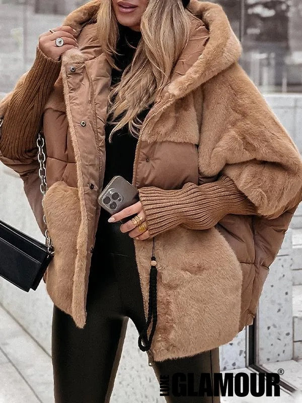 Lila Hooded Fur Patchwork Winter Coat