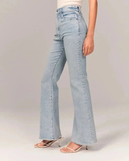 Stretched Flared Jeans High Waist