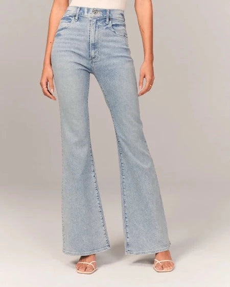 Stretched Flared Jeans High Waist