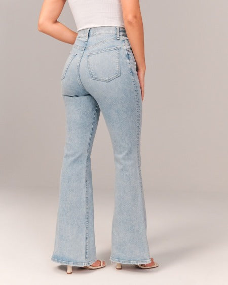 Stretched Flared Jeans High Waist